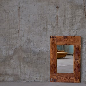 Old wood Limited edition handcrafted mirror, wood with story, wall mirror, upcycling design, reclaimed wood, bedroom mirror, wooden mirror