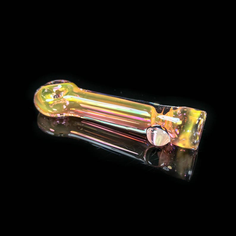 Gold Fumed Color Change Glass Chillum 011