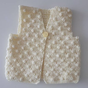 Handmade crochet baby shepherd's vest, merino wool baby vest, personalized birth gift 0 to 3 years