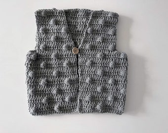 gilet de berger bébé et enfant, en merino, de la taille naissance à 6 ans, couleur au choix, fait main sur commande