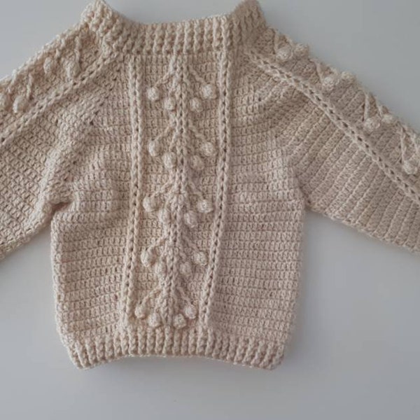 Pull cerise bébé et enfant, en merino, toutes tailles  de la naissance à 6 ans, couleur au choix, fait main sur commande