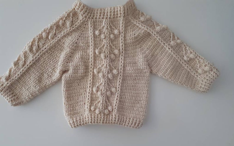 Baby and child cherry sweater, in merino, all sizes from birth to 6 years old, color of your choice, handmade to order image 1