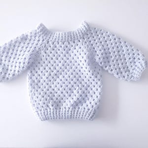 Maglione per neonati in lana merino fatto a mano all&#39;uncinetto, da 0 a 36 mesi, colori a scelta