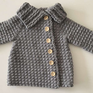 Baby long coat handmade crochet, Merino wool soft and warm newborn jacket, winter baby clothes, cozy gift for newborn or baby shower