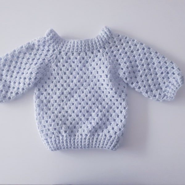 pull granny pour enfant, en merino, toutes tailles de la taille 2 à 6 ans, couleur au choix, fait main au crochet sur commande