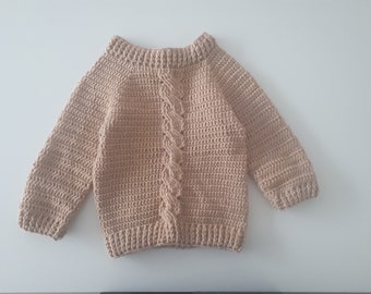 Beautiful twisted sweater, in merino, all sizes from birth to 6 years old, color of your choice, handmade to order