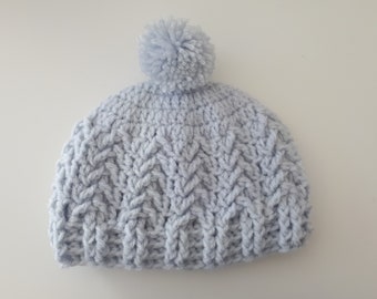 baby hat with or without pompom, in merino, all sizes from birth to 6 years old, color of your choice, handmade to order