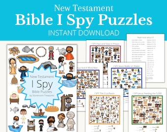 Druckbar Ich Spioniere, suche und finde Bibel Puzzle Buch: Neues Testament