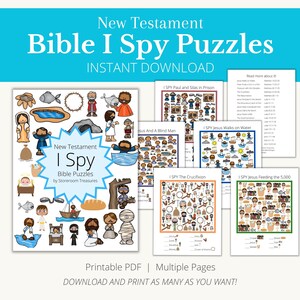 Druckbar Ich Spioniere, suche und finde Bibel Puzzle Buch: Neues Testament