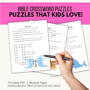 Printable Bible Crossword Kids Activity Book Bundle - Etsy