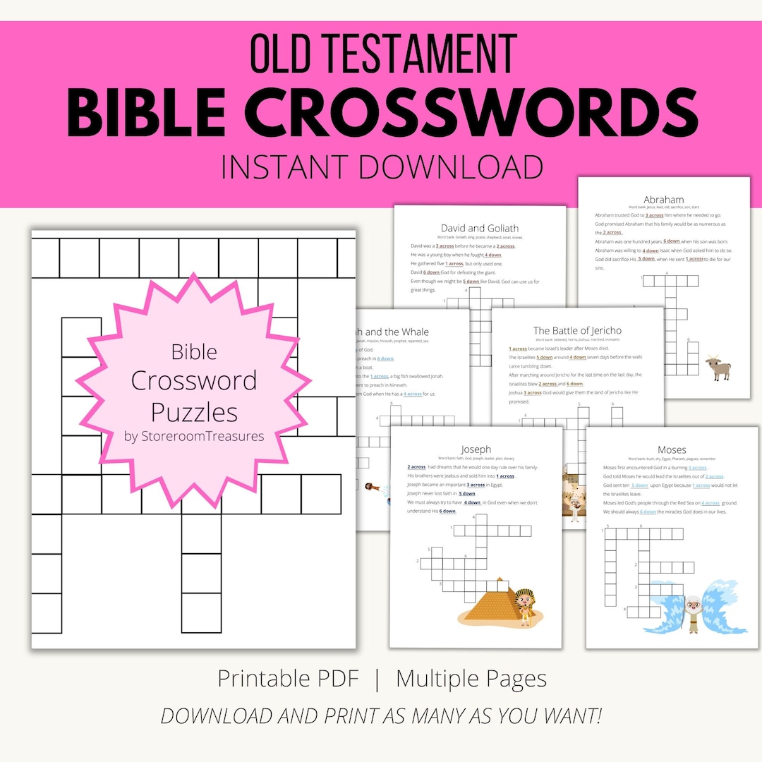 Printable Crossword Puzzle Activity Book - Old Testament - Etsy UK