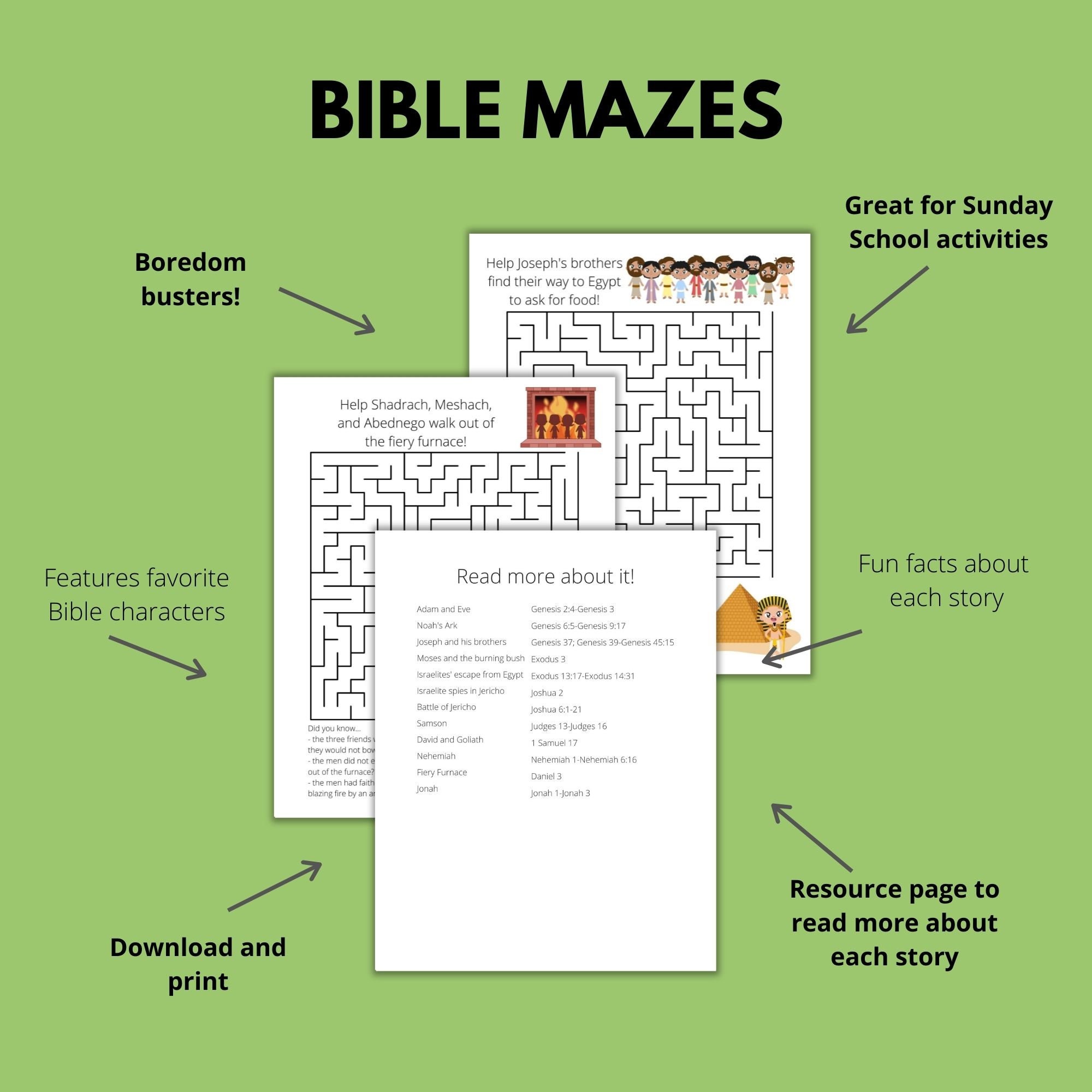 Printable Maze Bible Activity Book Old Testament Medium - Etsy