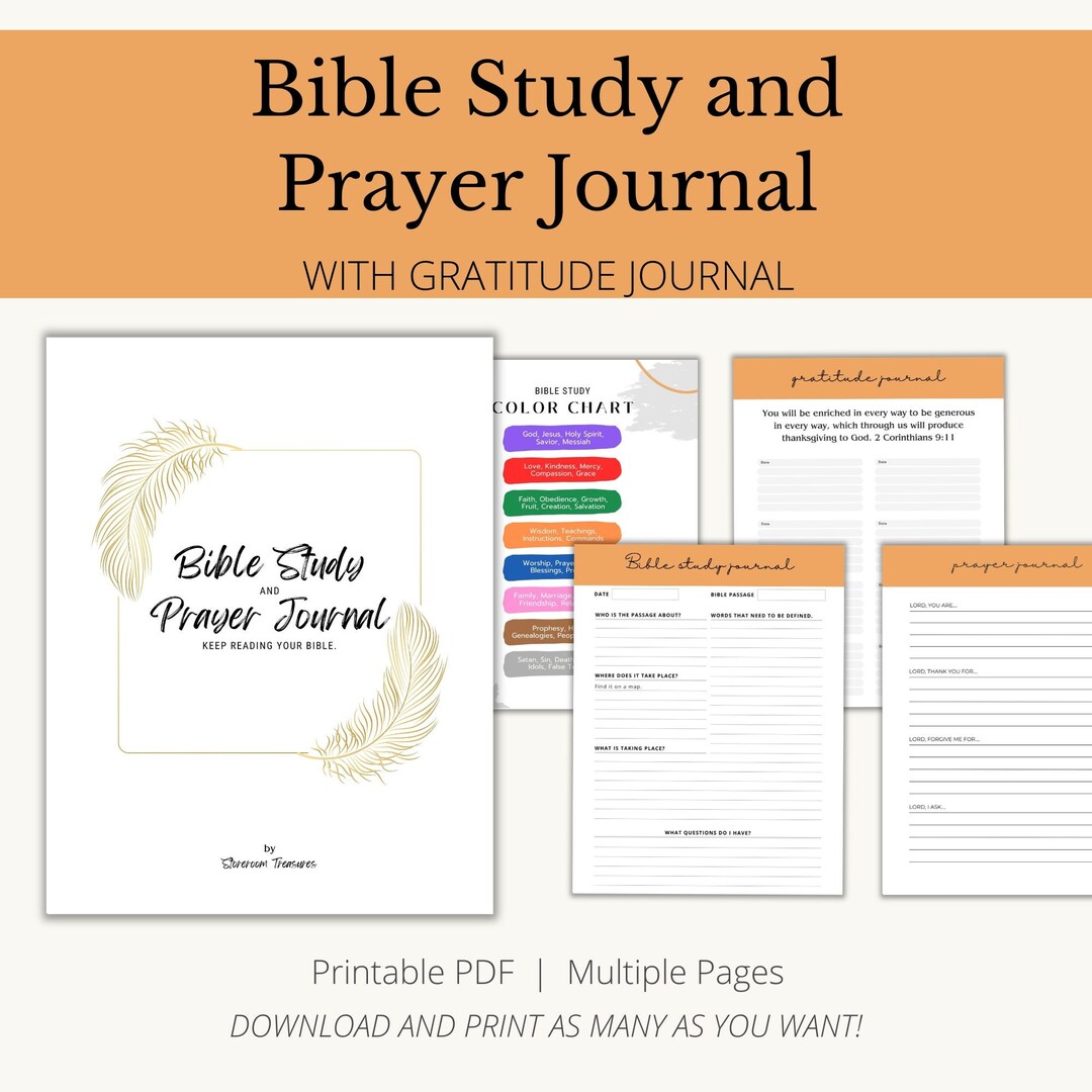 Bible Study and Prayer Journal With Gratitude Journal - Printable (boho ...