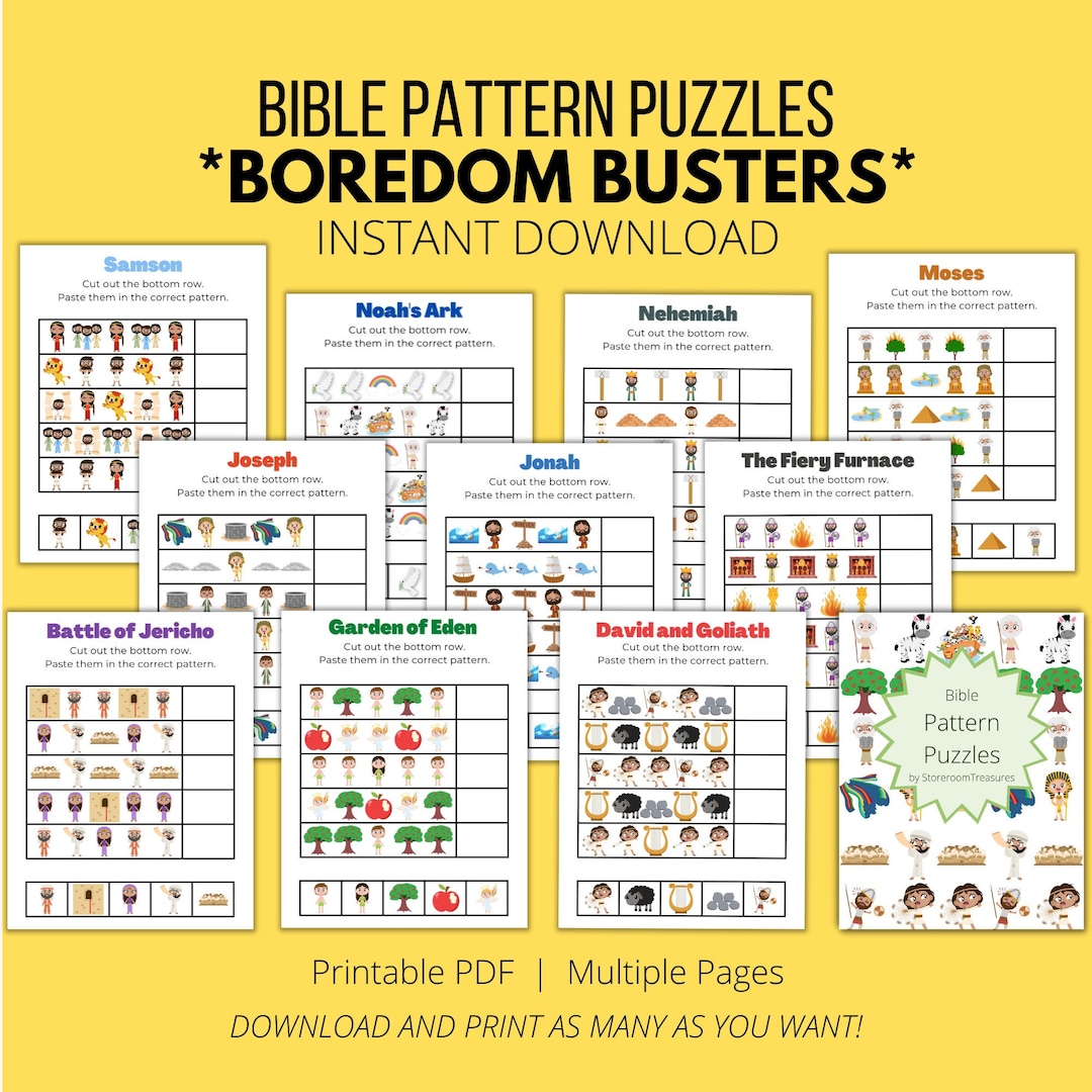 Printable Pattern Puzzles Bible Activity Book Old Testament - Etsy