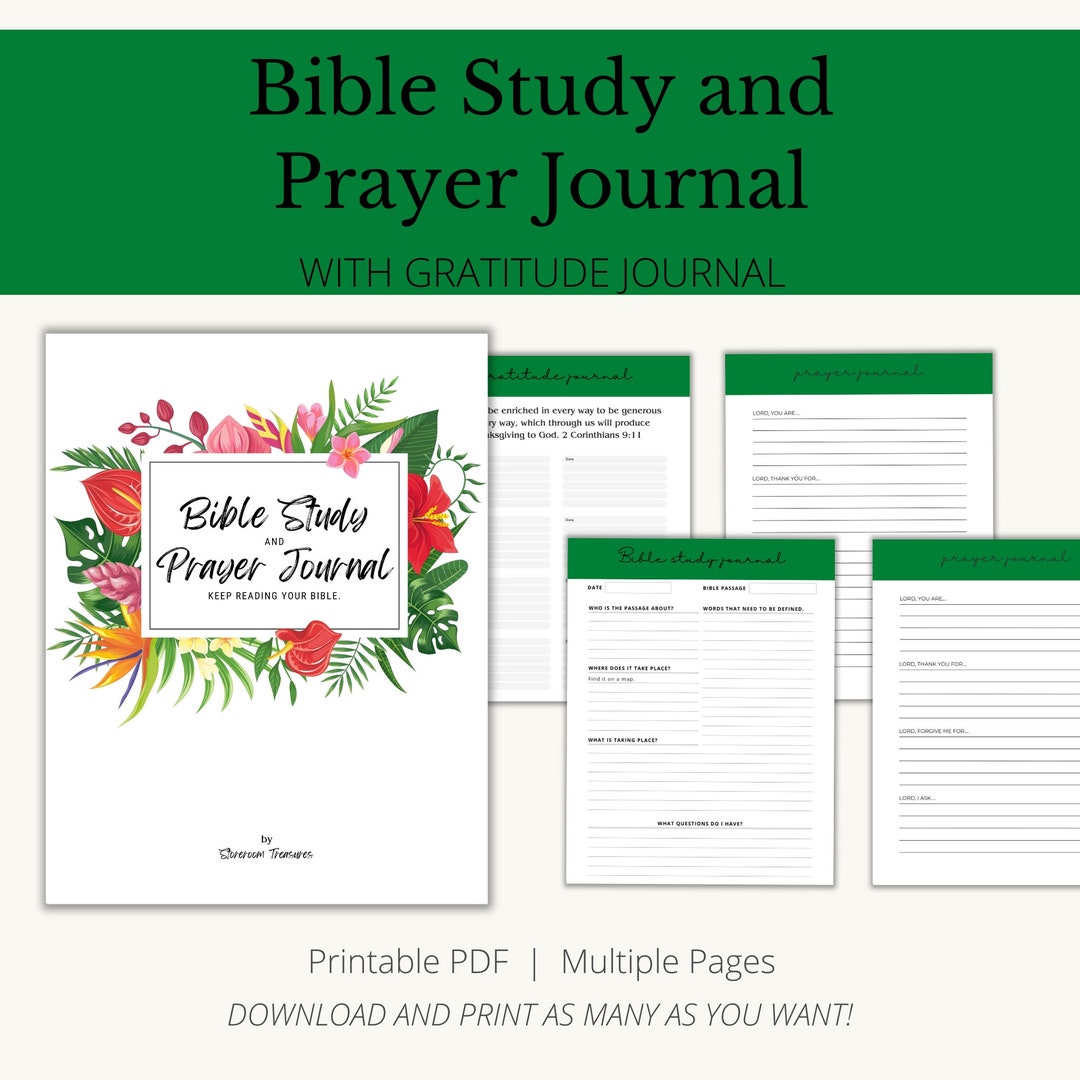 Bible Study and Prayer Journal With Gratitude Journal - Printable ...