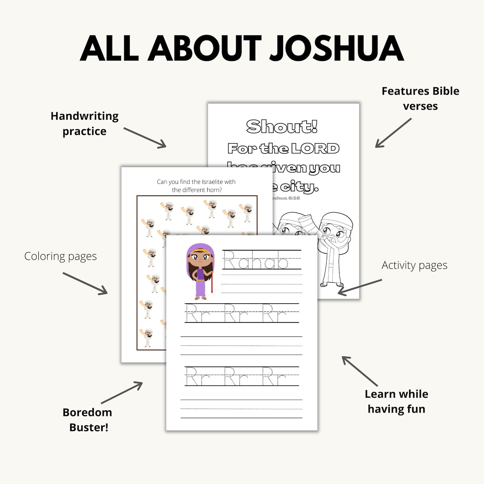 Printable Bible Coloring &amp; Activity Book - All About Joshua - Etsy