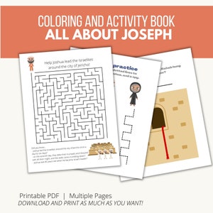 Printable Bible Coloring &amp; Activity Book - All About Joshua - Etsy