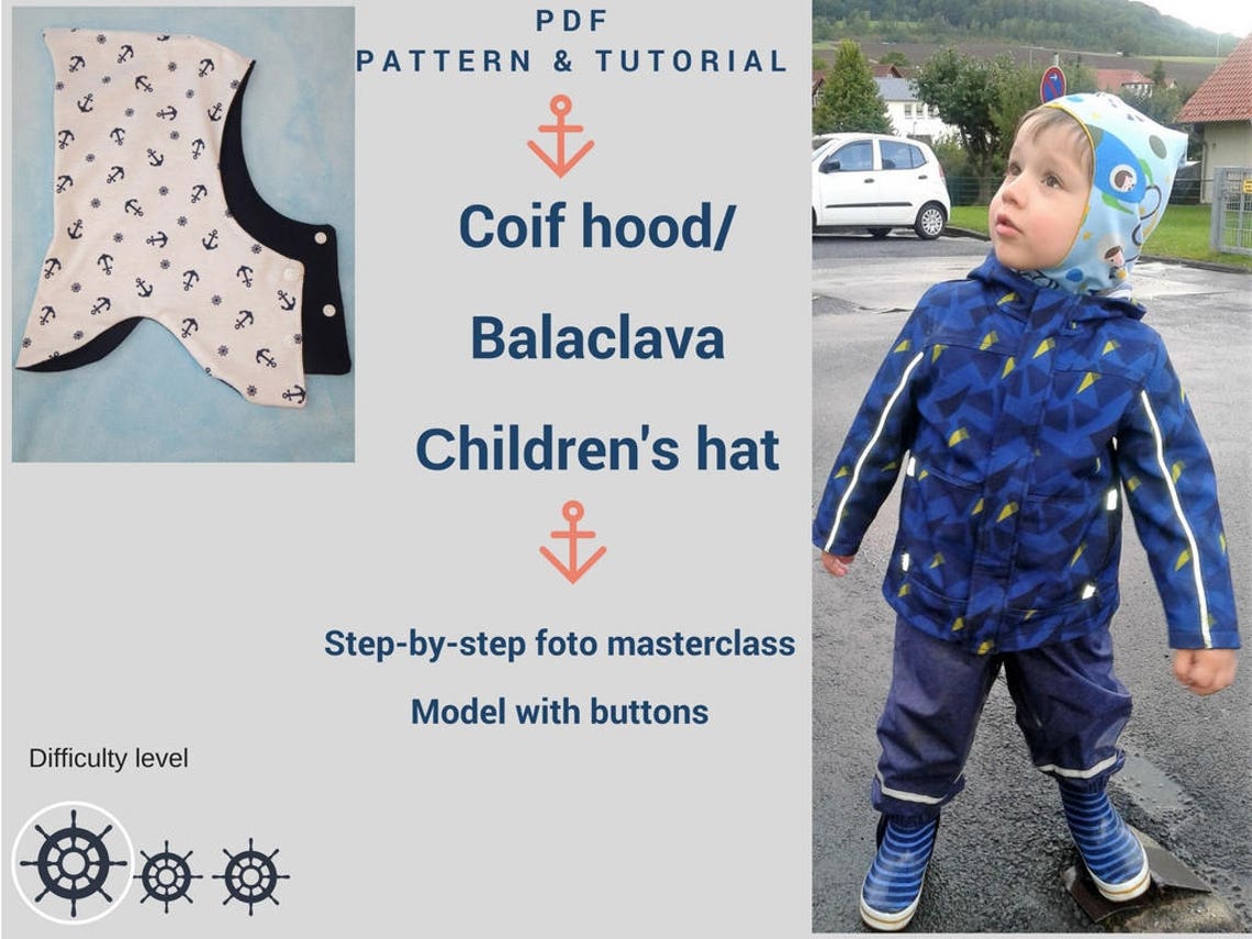 Child Balaclava Sewing Pattern Coif Hood for Children PDF Etsy