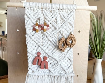 Handmade Macrame Earring Display: Boho Wall Hanging