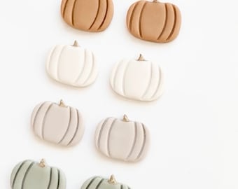 Handmade Polymer Clay Pumpkin Stud Earrings: Fall Thanksgiving Jewelry