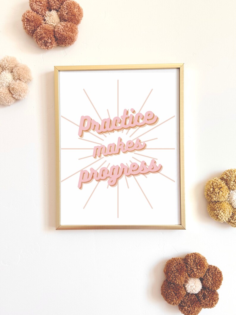 Practice Makes Progress / Digital Print / PNG / Boho Decor / Colorful ...