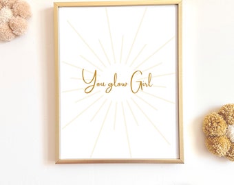 You Glow Girl Print: Boho Sunshine Girls Room Decor