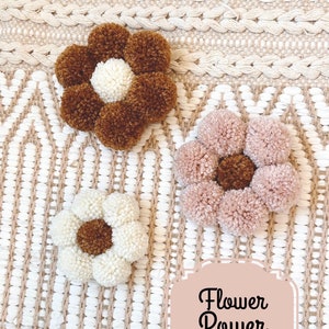 Boho Pom Pom Daisy Trio / Boho Daisy Decor / Set of Three Flower Daisy Wall Art / Flower Decor Birthday / Pink Flower Decor /Boho Girls Room image 7