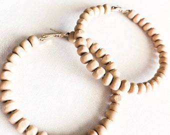 Hoops / Hoop Earrings / Essential oil diffuser / Beaded Earrings / Beaded Earrings Hoops / Beads earrings / Unique Earrings / Wood Earrings