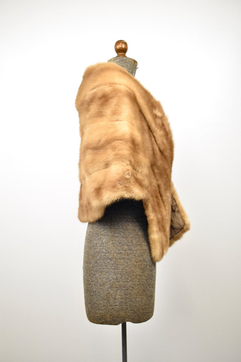 Mink Fur Amber Light Brown Cape Capelet Bolero Poncho Jacket Classic Formal Old Hollywood Victorian Woman/'s SmallMediumLarge