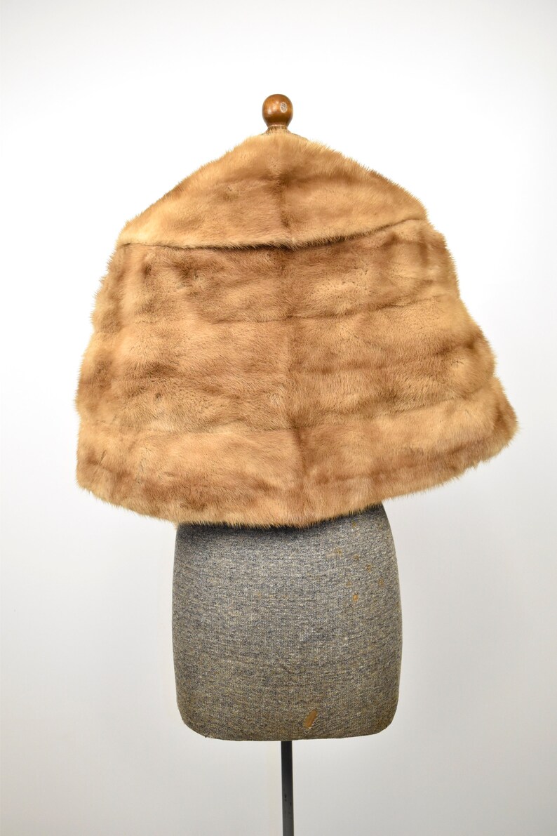 Mink Fur Amber Light Brown Cape Capelet Bolero Poncho Jacket Classic Formal Old Hollywood Victorian Woman/'s SmallMediumLarge