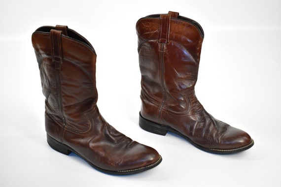 Men's Size 9 Deep Brown Cowboy Western BOOTS