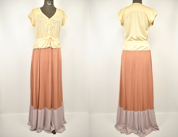 1960S Tiered Tri-Tone Nude Neutral Copper Polyeste