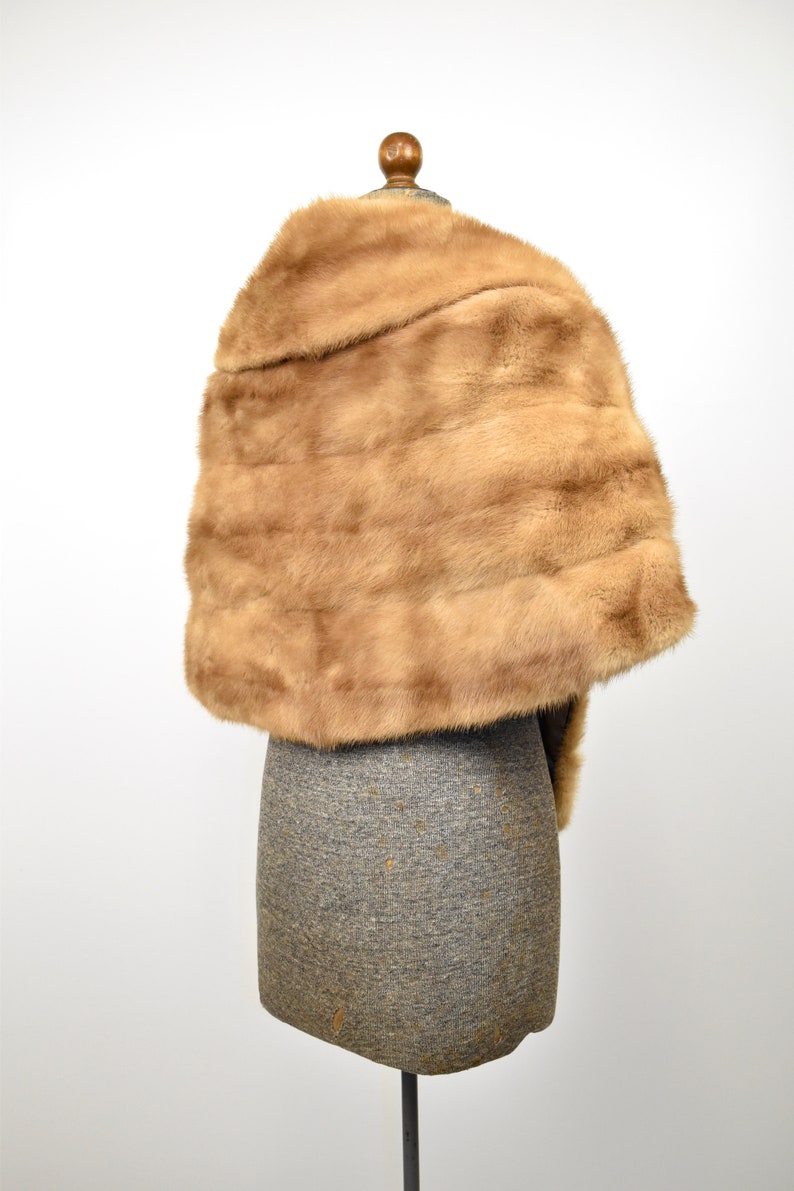 Mink Fur Amber Light Brown Cape Capelet Bolero Poncho Jacket Classic Formal Old Hollywood Victorian Woman/'s SmallMediumLarge