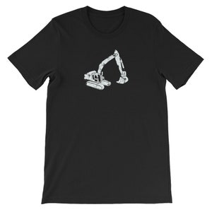 Digger Construction Funny Cute Backhoe Bulldozer Black White