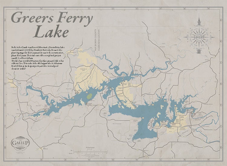 Greers Ferry Lake Map Etsy