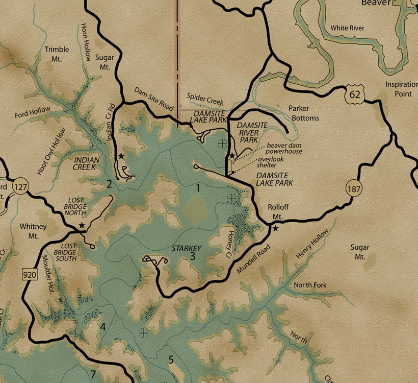 Beaver Lake Classic Map with Lake Facts  Etsy