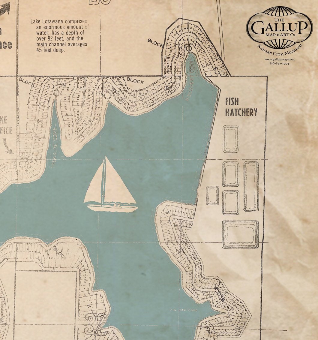 Lake Lotawana Old West Style Map Etsy