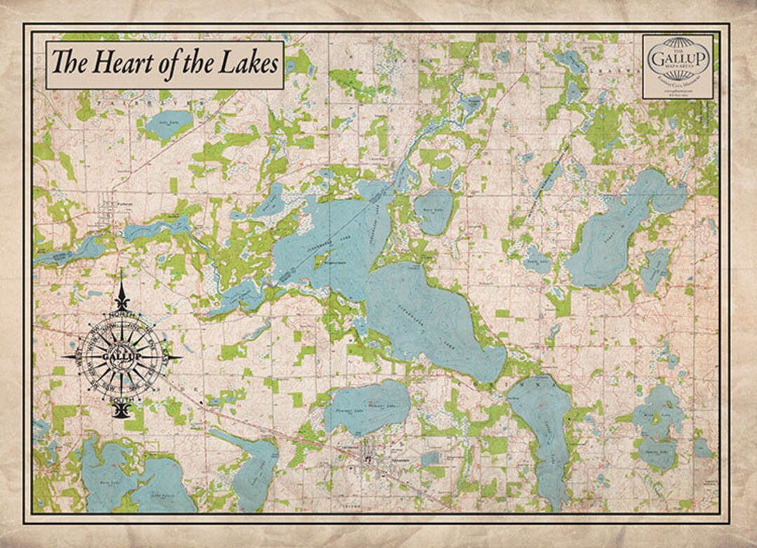 Clearwater Lake Minnesota Old West Style Map Etsy