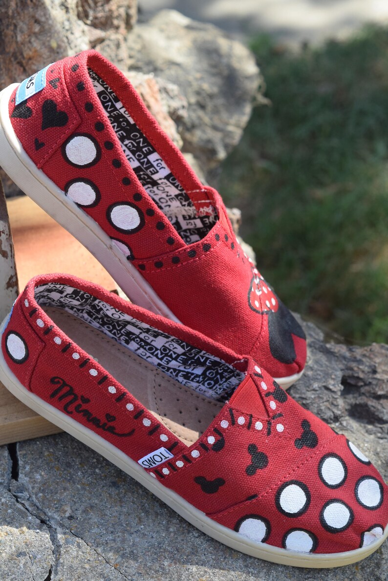 Red handpainted Toms Disney shoes handpainted shoes Etsy