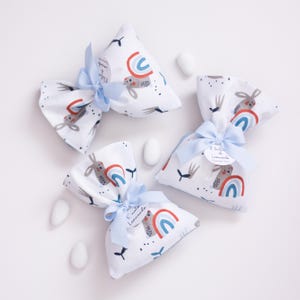 Sacchetti porta confetti in cotone per Battesimo o nascita bambino. Confetti inclusi. Pezzi unici.