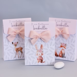 Porta confetti ANIMALI DELLA FORESTA, woodland animals, Battesimo o nascita bambina, bustina confetti.  Stampa digitale in alta risoluzione