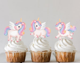 12 cut out wafer unicorn toppers. Wafer paper unicorn ready to use for cupcakes and cakes