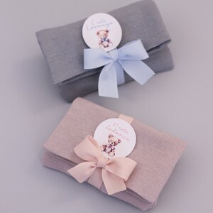 12 Portaconfetti In Tessuto Shabby A Pois – Sacchettini 10x7 Cm Per Bomboniere