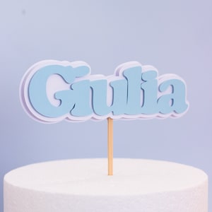 Cake topper nome personalizzabile per torta. Custom cake topper name decorazioni per torte compleanno. Rosa, celeste, giallo, verde pastello