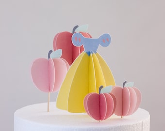 Princess and apples cake topper in wafer for cake. Wafer paper princess cake topper for birthday cakes