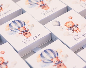 Confetti holders, boxes, baby shower or baptism favors. High-resolution digital printing.
