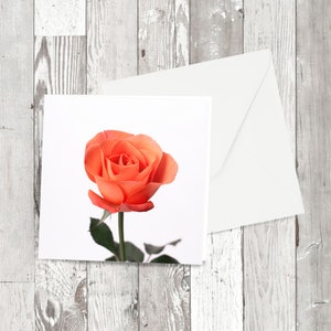 グリーティング カード - 「Peach of a Rose」スクエア フローラル写真画像