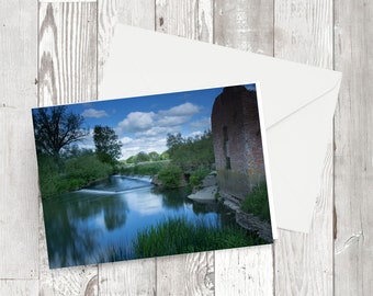 Greetings card - 'Weir at Cut Mill' Photographic image