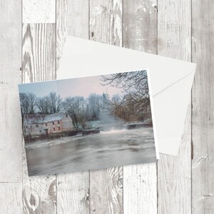 Grußkarte - 'Misty Morning at the Mill' - Rechteckige Landschaft Fotografie Recycled Card