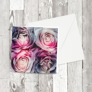 Partecipazione di nozze, biglietto di auguri - Immagine fotografica floreale quadrata "Rose".